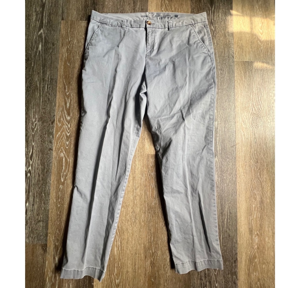 Faded Glory Chino Pants Women 14A Gray Straight Leg Stretch Cotton Blend